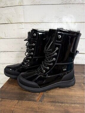 UGG Adirondack III Patent Black Boots - Women's 10